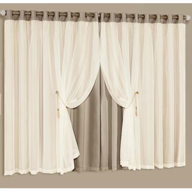 Imagem de Cortina Lux Tecido Blackout E Voal 2,00m X 1,70m Chocolate