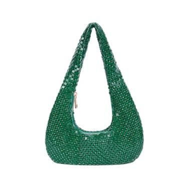 Imagem de Verdusa Bolsas clutch noturnas para mulheres, bolsas brilhantes nas axilas, roupas noturnas e clubes, Verde escuro, One Size