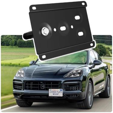 Imagem de Suporte de placa de licença antifurto compatível com Porsche Cayenne (Base) 2019-2023 Porsche Cayenne GTS 2019-2023, kit de montagem de suporte de placa de carro de gancho de reboque dianteiro, sem