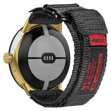 Imagem de SMITHA Compatível com relógio Google Pixel/Pixel 2/Pixel 3, pulseira de relógio de argola e laço, pulseira militar para relógio inteligente Google
