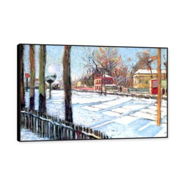 Imagem de NHLDZYH Moldura preta. Impressões Paul Signac (Neve, Bois-Colombes), reproduções de pinturas famosas, imagem de arte abstrata para sala de estar quarto decoração de casa. 30 x 45 cm-11,8 x 17,7 pol