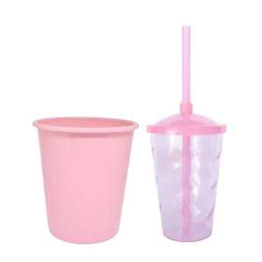 Imagem de Kit 20 Cinema Balde Pipoca 1litro + Copo Twister 400ml com Tampa e Canudo (ROSA BB TRANSPARENTE)
