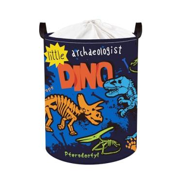 Imagem de Clastyle Grande Boho Dinossauro Pterossauro Menino Livro Cesto de Armazenamento de Brinquedos Dino Palmeira Roupas Cesto de Lavanderia para Quarto de Criança Berçário, Esqueleto 45L
