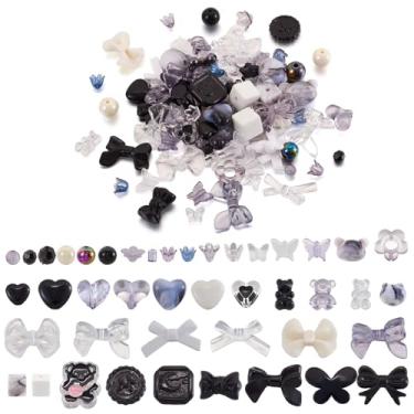 Imagem de Boutigem Conjunto de contas sortidas de acrílico com 100 g/saco, redondo, espaçador, laço, coração, urso, borboleta, flores, contas para pulseira, chaveiro, alças de telefone, fabricação de joias