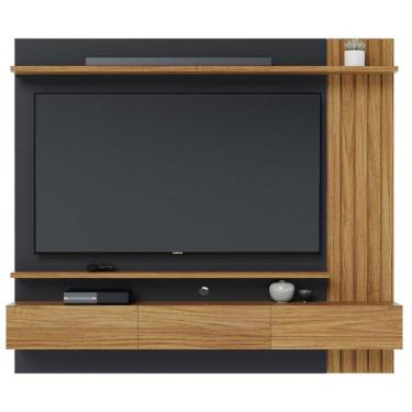 Imagem de Painel Para Tv Home Suspenso Juriti 1.8 Noce Milano Preto Acetinado – Colibri