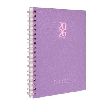 Imagem de Agenda 2026 Planner Semanal Solid Glitter Cores Lilás