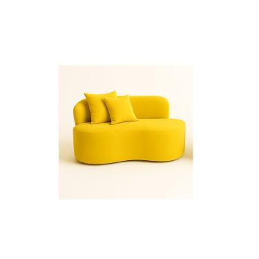 Imagem de Sofá  Decorativo Curvo Orgânico Nature Gaia Veludo Amarelo - Montanaris Decor