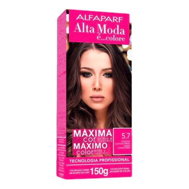 Imagem de Tintura Creme Altamoda Alfaparf Castanho Luminoso Médio 5.7 Kit