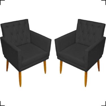 Imagem de Kit 2 Poltronas Decorativa Para Sala Recepção Nina Capitonê Suede Cores Pé Palito