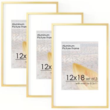 Imagem de Porta-retratos FLYJOE 12x18 cm de alumínio com vidro temperado