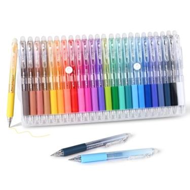 Imagem de BAYTORY 24 canetas de gel apagáveis coloridas, ponta fina de 0,7 mm, caneta retrátil de cores sortidas com borracha, canetas apagáveis de escrita suave para desenhar palavras cruzadas