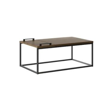 Imagem de Mesa de Centro com Bandeja Madeirada e Tubos Pretos Carraro