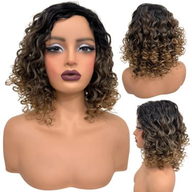 Imagem de Peruca cacheada curta preto ombre loiro 30cm Cor RT2/8/30