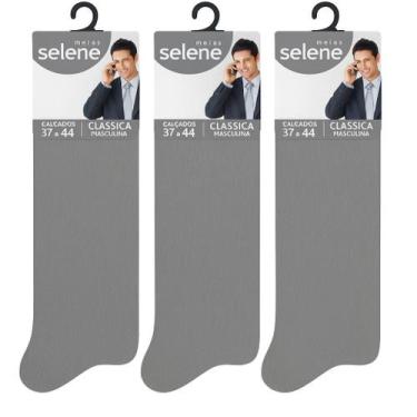 Imagem de Kit 3 pares meias Social Selene Masculina Poliamida 3030, Cinza