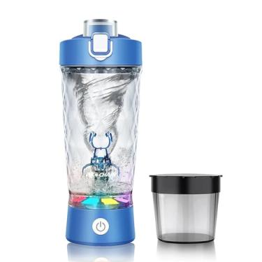 Imagem de Coqueteleira elétrica de proteína, copo liquidificador recarregável por USB, garrafas portáteis para academia esportiva (azul)