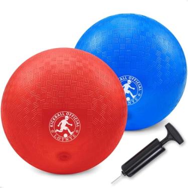 Imagem de LOYNYE Bolas Dodgeball de 25,4 cm, bola de kickball, Dodge Balls para crianças, kickballs de handebol para jogos internos e externos, quatro bolas quadradas, inclui bomba