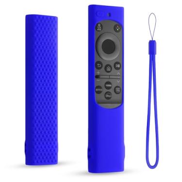 Imagem de DUOLAXMENG Capa de silicone para controle remoto Samsung Smart TV BN59-01388A BN59-01385 capa protetora para controle de TV Samsung TM2280E antiderrapante com cordão (azul)