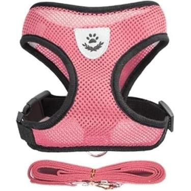 Imagem de Coleira Colete Pet Peitoral Respirável Com Guia Ajustável Para Cães E Gatos (M, Rosa)