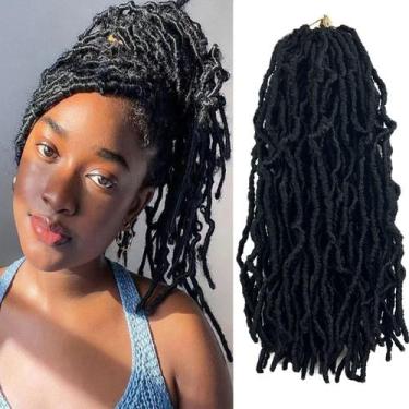 Imagem de Cabelo de crochê Paraglame Faux Locs 35 cm, curto, 8 pacotes, preto
