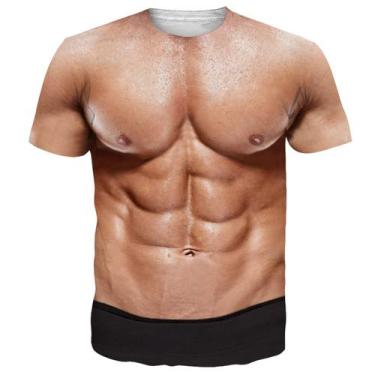 Imagem de Camiseta Goodstoworld unissex com estampa 3D Fake Muscle Abs Hairy