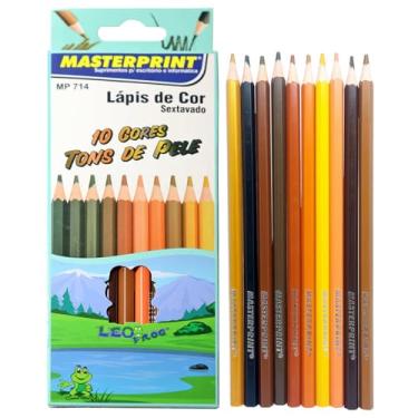 Imagem de Lápis de Cor Tons de Pele Sextavado de Resina Não Tóxico 10 Cores Masterprint MP-714