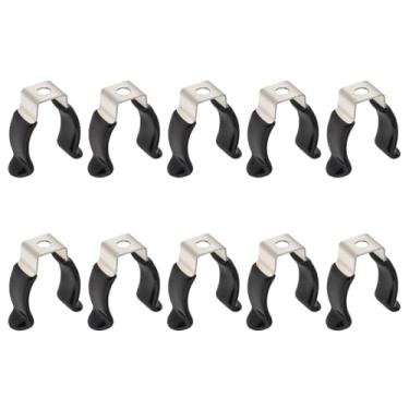 Imagem de RTNLIT T6 Suporte de clipes U para lâmpadas LED e acessórios de montagem de tubos fluorescentes, grampos mergulhados de plástico preto, suporte de lâmpada, grampos de tubo para evitar flacidez (pacote