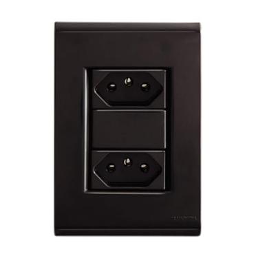 Imagem de Conjunto De Tomada E Interruptor Módulo Versátil 10A A 20A Preto Grafite Para Ambientes Domésticos Apoia Uso De Aparelhos(2 TOMADAS 10A)