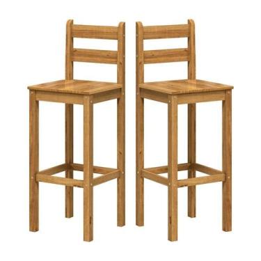 Imagem de Kit 2 Banquetas Altas 100% Madeira Maciça Martin Espresso Móveis