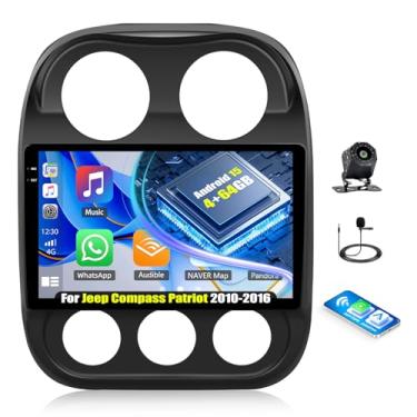 Imagem de 4 + 64 G Android 15 estéreo para Jeep Compass Patriot 2010-2016 com carplay sem fio Android Auto, 10,1 polegadas 1280 * 720P IPS tela sensível ao toque Bluetooth rádio de carro suporte GPS WiFi câmera