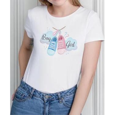 Imagem de Camiseta Camisa Algodão Feminina Masculina Adulto Chá Revelação Boy ou