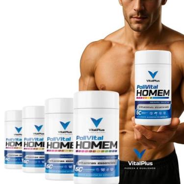 Imagem de PoliVital Homem com 20 Vitaminas, Minerais e Arginína - KIT 4 UNIDADES