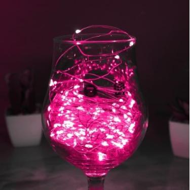Imagem de Pisca Pisca LED Fio de Fada 2m com 20 LEDs – Ideal para Festas, Casamentos, Natal, Aniversários e Decoração de Fotos (Rosa)