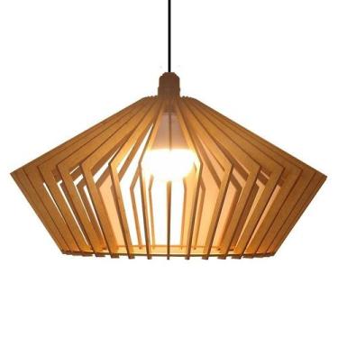 Imagem de Lustre Luminária Pendente de Madeira MDF Mod. China MONTADO - ECOilumi