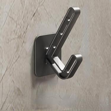 Imagem de Cabideiro de parede resistente à prova d'água, ganchos de parede, gancho duplo de plástico, trilho de gancho, para chapéu, toalha, roupões (1 peça), preto