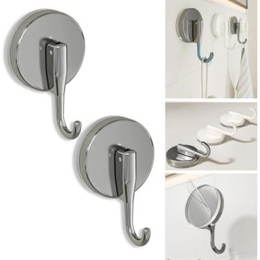 Imagem de Gancho de chuveiro com ventosa para espelho de azulejo de vidro e superfícies de metal, cinza, 2 peças