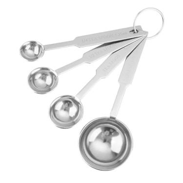 Imagem de Ferramentas de cozimento, 4 peças, aço inoxidável, durável, confortável, colher, colher de sopa, excelente material, medição de farinha