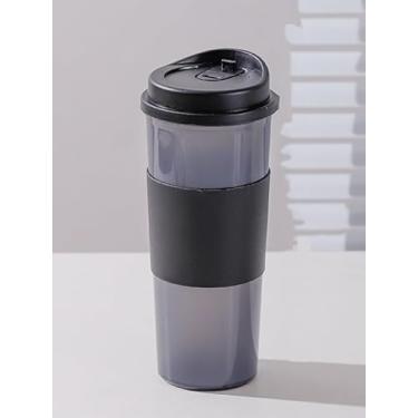 Imagem de Xícara de café leve de viagem de 473 ml - plástico PP, tampa à prova de vazamento, portátil para caminhadas ao ar livre e deslocamento preto
