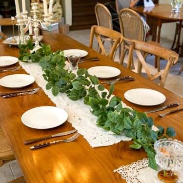 Imagem de Guirlanda artificial de 6 m, folhas de rosa, 66 peças, folhas falsas para festa de casamento, guirlanda de Natal, temporada de férias, lareira (6 folhas verdes)