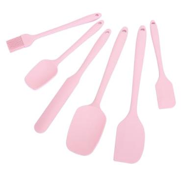 Imagem de Conjunto de espátulas de silicone resistente ao calor, espátula de borracha de grau alimentício - 6 peças - rosa