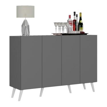 Imagem de Aparador Buffet 4 Portas Retrô Veneza Multimóveis V3556 Grafite/Branco Grafite/Branco
