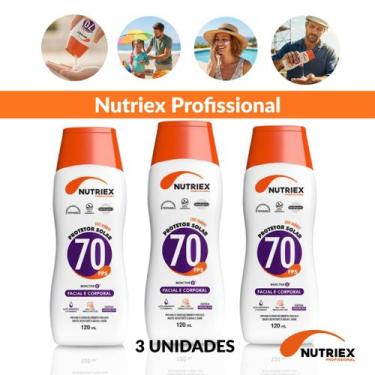 Imagem de Kit Com 3 Protetor Solar Nutriex FPS70 Facial Corporal 120ml