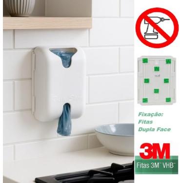 Imagem de Puxa Saco Dispenser Branco Porta Sacolas Plástica com Adesivo 3M - Bem