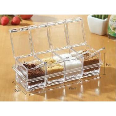 Imagem de Porta Temperos E Condimentos Acrílico 4 Potes Organizadores - DOISIRMA