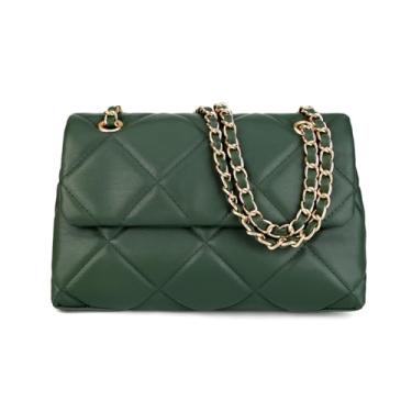 Imagem de Gladdon Bolsas transversais acolchoadas para mulheres, pequenas bolsas de ombro femininas com corrente, bolsa clutch moderna linda bolsa de designer, Verde escuro