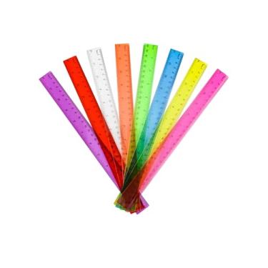 Imagem de Pacote com 8 réguas transparentes coloridas de plástico - Régua de 30,5 cm, régua para escola, régua com centímetros, milímetro e polegadas, cores sortidas, réguas transparentes, réguas escolares