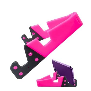 Imagem de Suporte de telefone de mesa, suporte de tablet portátil colorido | Suporte portátil dobrável estilo V para celulares, tablets e smartphones, suporta uso de mesa