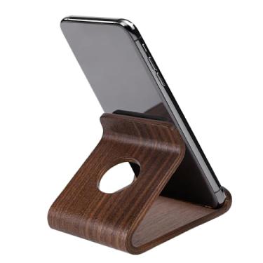 Imagem de Suporte de Telefone Madeira, 8,7x7,5x6cm Suporte Portátil Mesa Celular em Nogueira para Smartphone Acessórios para Mesa Escritório Casa Cama Cozinha