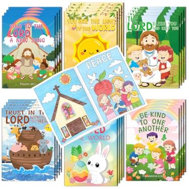 Imagem de Kalysky 24Pcs Christian Bible Coloring Books for Kids, Mini Religious Jesus Stories Booklet Bulk, Easter DIY Art Drawing Book Activity Supplies for Church Sunday School Classroom Rewards Party Favors