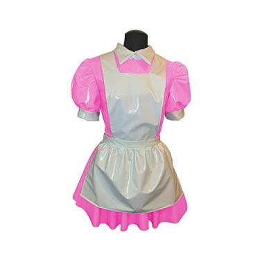 Imagem de Vestido masculino masculino manga Wetlook látex vestido rodado, rosa, M
