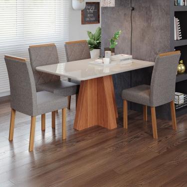 Imagem de Mesa de Jantar 4 Lugares Maitê Cinamomo/Off White/Grafite - Cimol